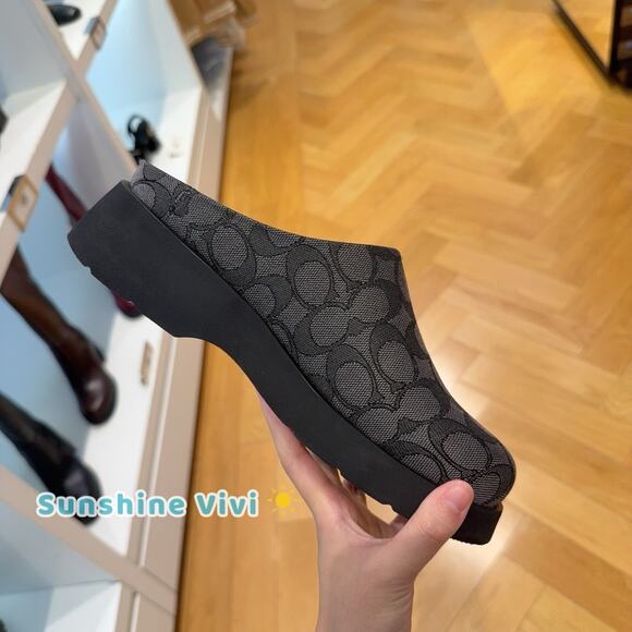 NWT Coach Women's Link Mule Signature Jacquard Black/Charcoal CBN24 US 10 - Picture 3 of 8